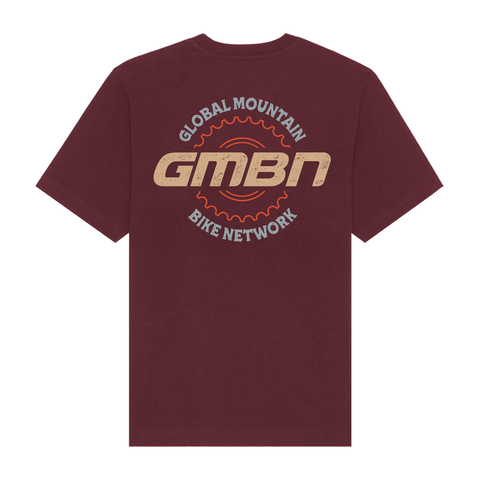 GMBN Emblem Oversized T Shirt in Burgundy Official GMBN Merch Global Mountain Bike Network