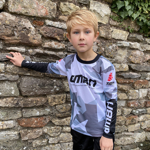GMBN Kids Archive Camo Jersey Long Sleeve - White & Grey