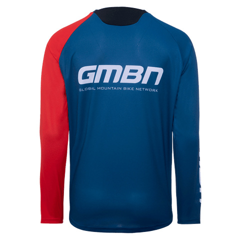 GMBN Descent Jersey Long Sleeve - Navy & Red Tyre