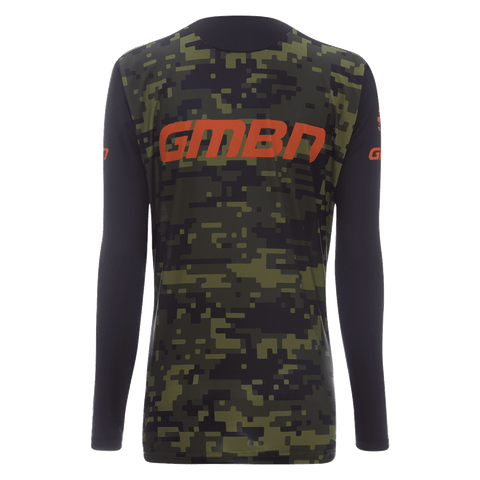 GMBN Women's Descent Jersey Long Sleeve - Camo Green & Orange