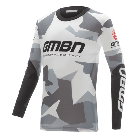 GMBN Kids Archive Camo Jersey Long Sleeve - White & Grey