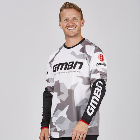 GMBN Archive Camo Jersey Long Sleeve - White & Grey