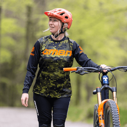GMBN Women s Descent Jersey Long Sleeve Camo Green Orange