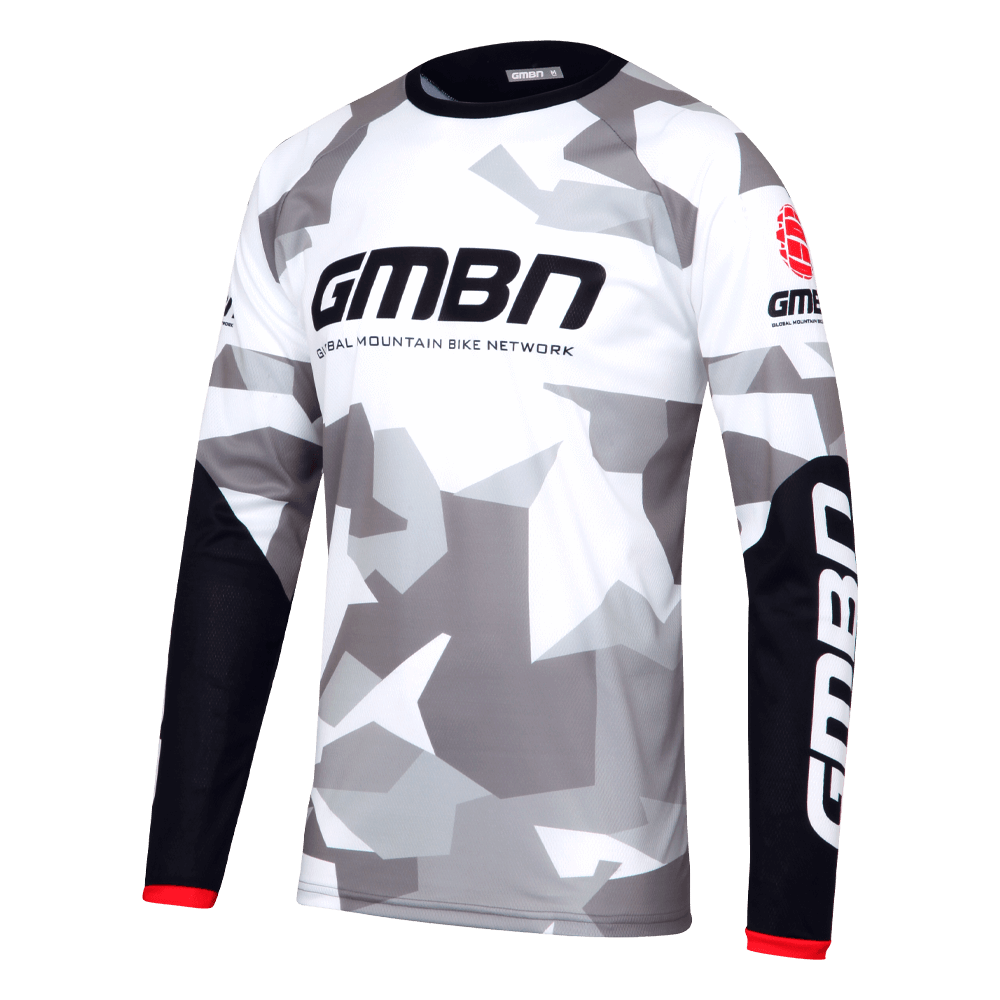GMBN Camo Team Jersey Long Sleeve - White & Grey